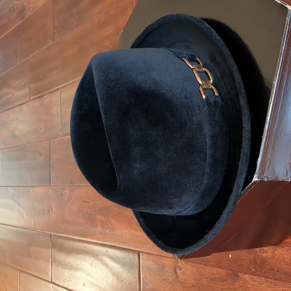VINTAGE MEN'S CELLINI BLACK FELT FEDORA SIZE 6 7/8